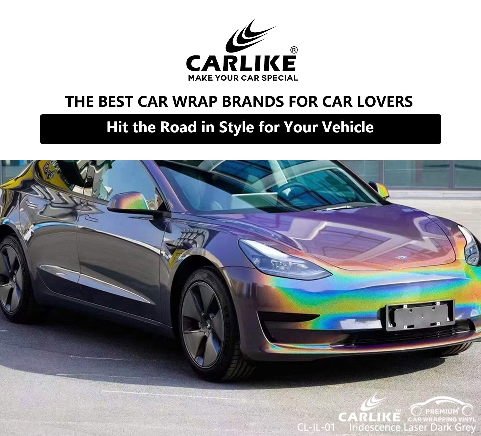 CARLIKE CL-IL-01 IRIDESCENCE LASER DARK GREY VINYL