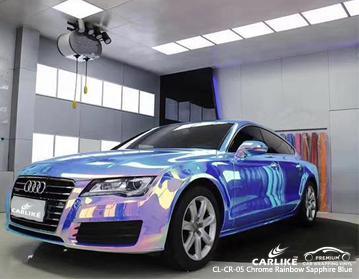 CARLIKE CL-CR-05 CHROME RAINBOW SAPPHIRE BLUE VINYL WRAP AUDI