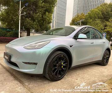 CARLIKE CL-DC-06 diamond crystal matte magic grey green vinyl for tesla - CARLIKE WRAP