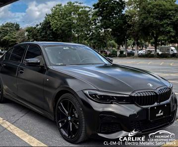 CARLIKE CL-EM-01 matte electro metallic satin black vinyl for bmw - CARLIKE WRAP