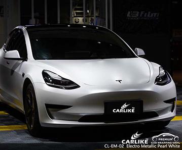 CARLIKE CL-EM-02 matte electro metallic pearl white vinyl recoverable wrapping for Tesla Hungary - CARLIKE WRAP