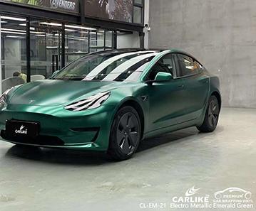 CARLIKE CL-EM-21 matte electro metallic emerald green vinyl for tesla - CARLIKE WRAP