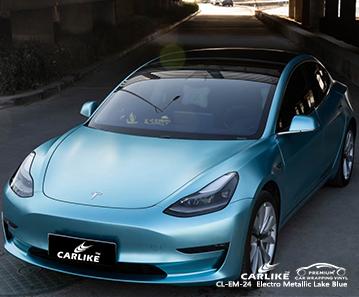 CARLIKE CL-EM-24 matte electro metallic lake blue vinyl initial low viscosity glue perfect wraps Kuwait - CARLIKE WRAP
