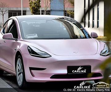 CARLIKE CL-EM-33 matte electro metallic cherry pink super stretchable vinyl car wraps for Tesla Haiti - CARLIKE WRAP
