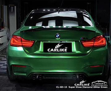 CARLIKE CL-GD-15 super gloss diamond glitter green vinyl easy to install wraps Bergen Norway - CARLIKE WRAP