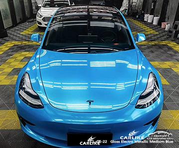 CARLIKE CL-GE-22 gloss electro metallic medium blue vinyl weather resistance wrapping film Costa Rica - CARLIKE WRAP