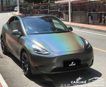 CARLIKE CL-IL-01 iridescence laser dark grey vinyl for tesla - CARLIKE WRAP