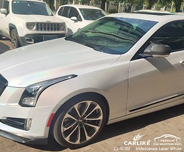 CARLIKE CL-IL-02 iridescence laser white vinyl for cadillac - CARLIKE WRAP
