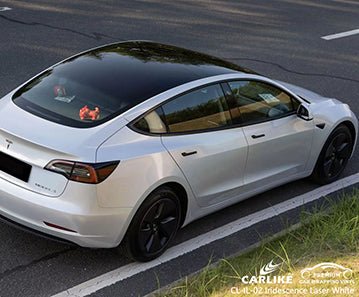 CARLIKE CL-IL-02 iridescence laser white vinyl for tesla - CARLIKE WRAP
