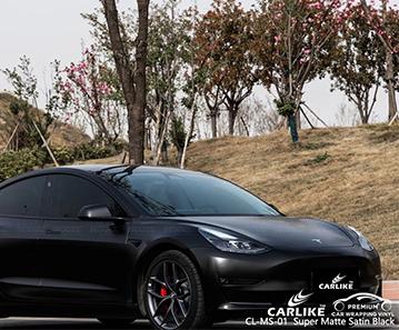 CARLIKE CL-MS-01 super matte satin black super high-density air channels vinyl for Tesla Greece - CARLIKE WRAP