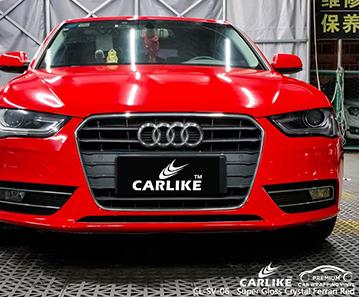 CARLIKE CL-SV-06 super gloss crystal ferrari red super stretchable vinyl for Audi Brazil - CARLIKE WRAP