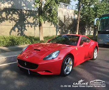 CARLIKE CL-SV-06 super gloss crystal ferrari red vinyl good conformity car wraps United Kingdom Greenwich - CARLIKE WRAP