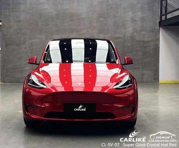 CARLIKE CL-SV-07 super gloss crystal hot red vinyl for tesla - CARLIKE WRAP