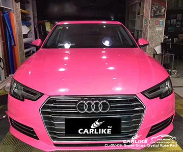 CARLIKE CL-SV-09 super gloss crystal rose red removable car wrap vinyl Florida United States - CARLIKE WRAP