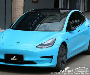 CARLIKE CL-SV-21 super gloss crystal sky blue vinyl for tesla - CARLIKE WRAP