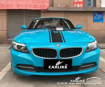 CARLIKE CL-SV-39 super gloss crystal miami blue vinyl micro air channel auto wraps Romania - CARLIKE WRAP