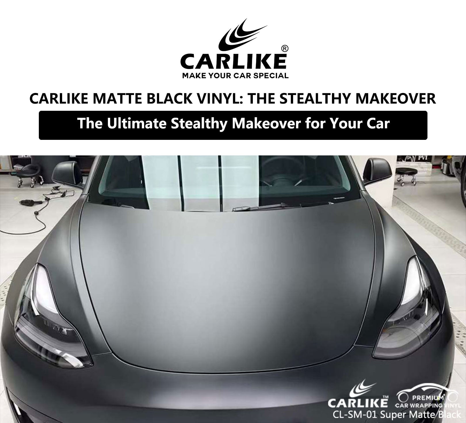 CARLIKE Matte Black Vinyl: The Ultimate Stealthy Makeover for Your Car - CARLIKE WRAP