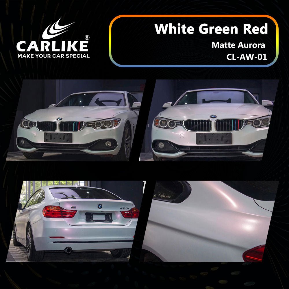 CL-AW-01 MATTE AURORA WHITE GREEN RED VINYL FOR BMW - CARLIKE WRAP