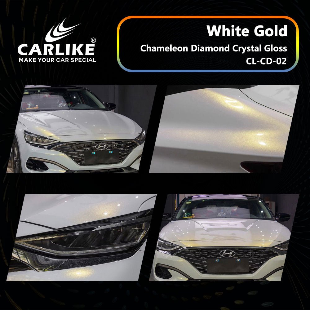 CL-CD-02 CHAMELEON DIAMOND CRYSTAL GLOSS WHITE GOLD VINYL FOR HYUNDAI - CARLIKE WRAP