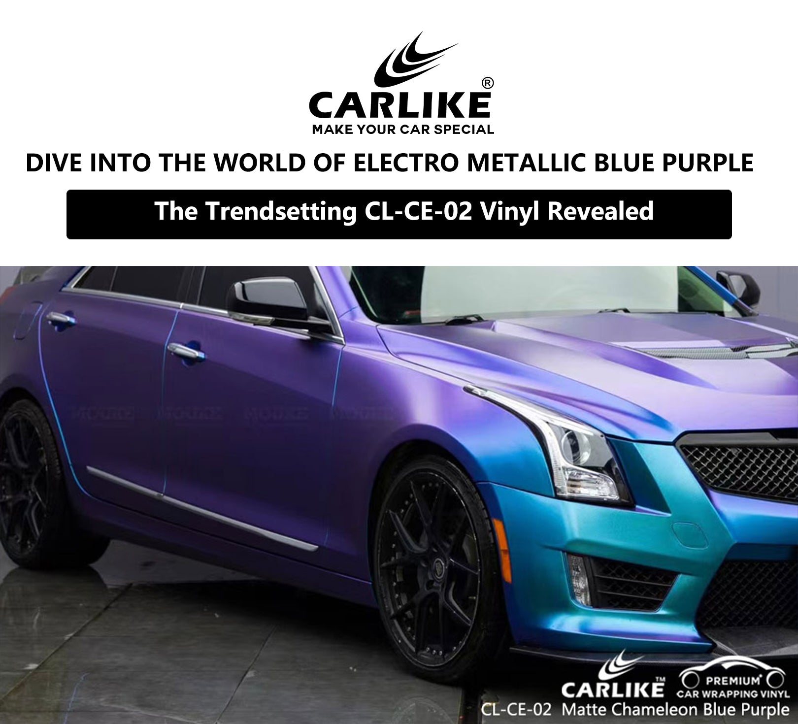 CL-CE-02 Chameleon Electro Metallic Matte Blue Purple Vinyl Wholesale Supplier - CARLIKE WRAP