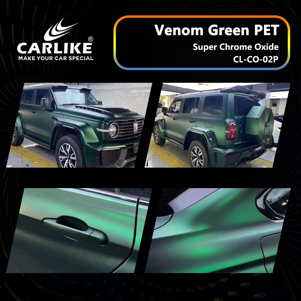 CL-CO-02P SUPER CHROME OXIDE VENOM GREEN PET VINYL FOR TANK - CARLIKE WRAP