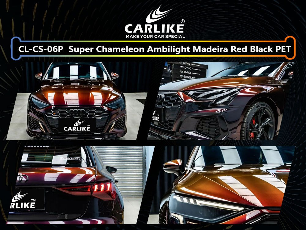 CL-CS-06P SUPER CHAMELEON AMBILIGHT MADEIRA RED BLACK PET VINYL FOR AUDI - CARLIKE WRAP