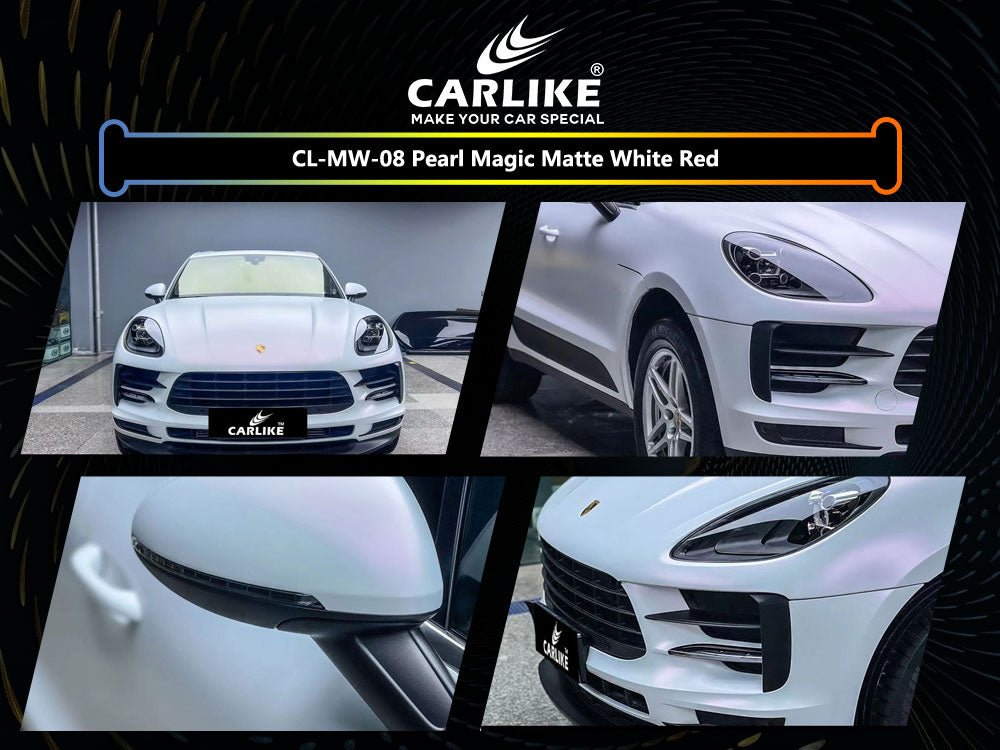 CL-MW-08 PEARL MAGIC MATTE WHITE RED VINYL FOR PORSCHE - CARLIKE WRAP