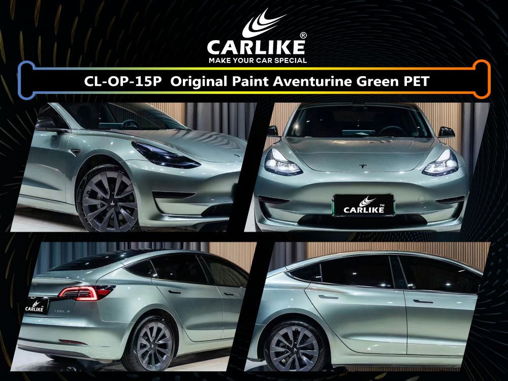 CL-OP-15P ORIGINAL PAINT AVENTURINE GREEN PET VINYL FOR TESLA - CARLIKE WRAP