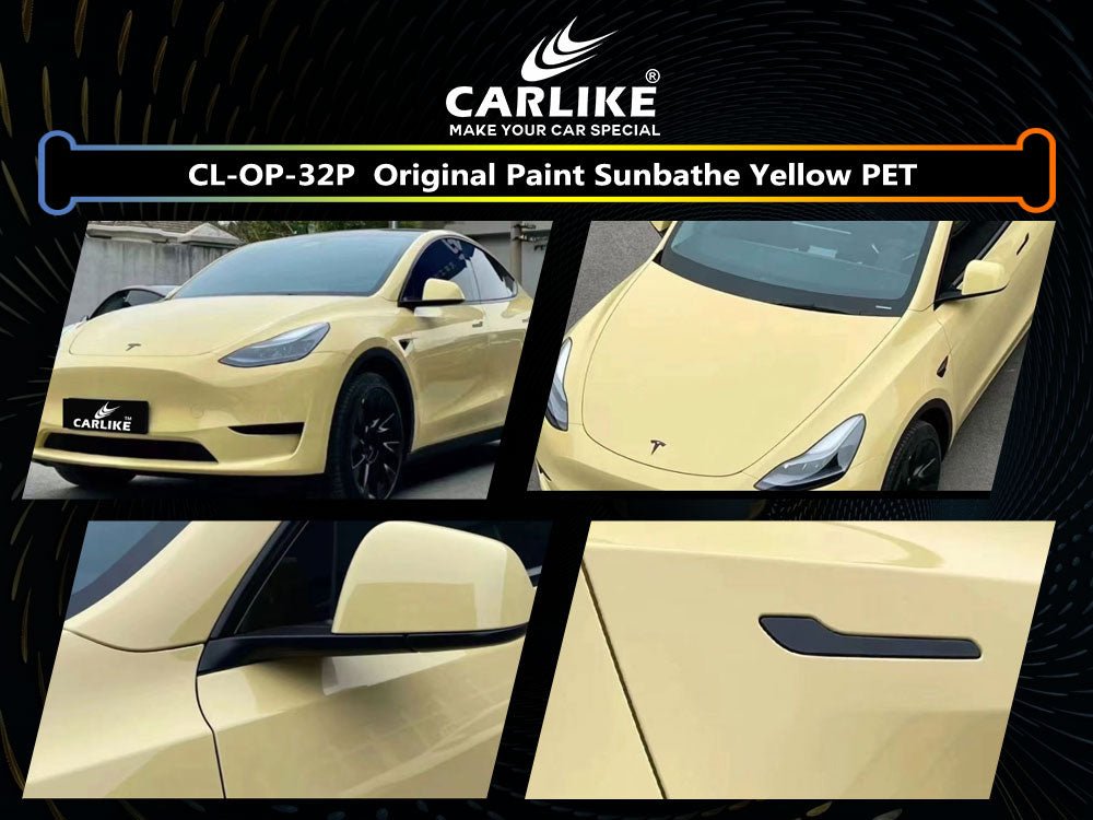 CL-OP-32P ORIGINAL PAINT SUNBATHE YELLOW PET VINYL FOR TESLA - CARLIKE WRAP