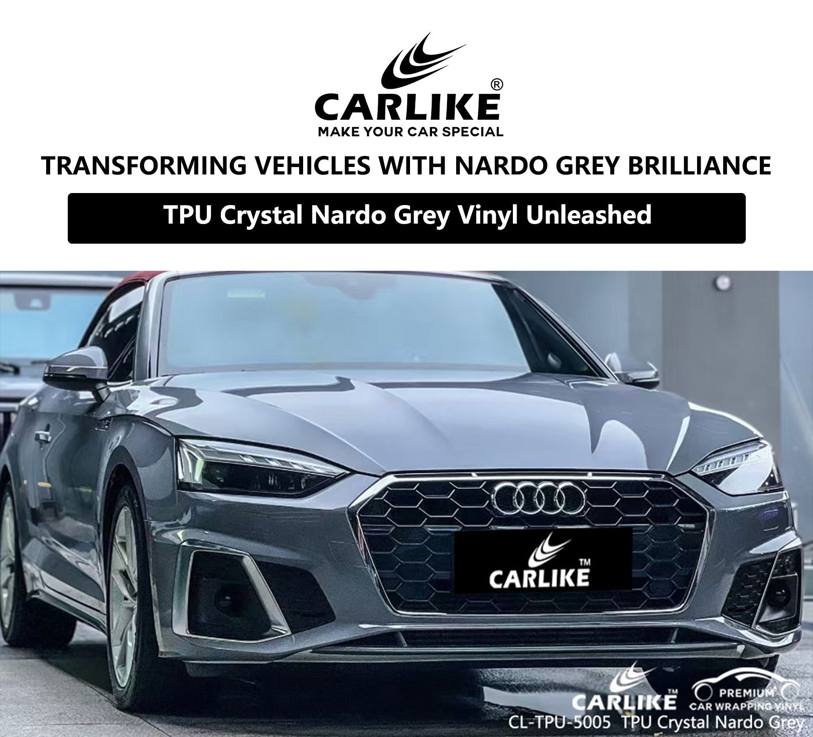 CL-TPU-5005 TPU Crystal Nardo Grey Vinyl Heat Repair Film Manufacturer - CARLIKE WRAP