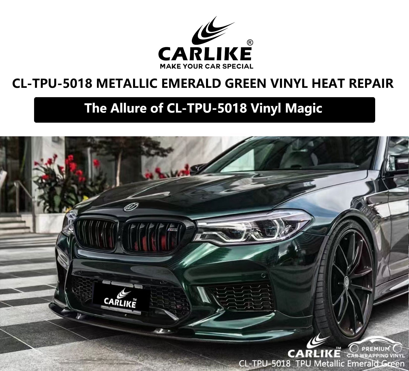 CL-TPU-5018 TPU Metallic Emerald Green Vinyl Heat Repair Vinyl Film Supplier - CARLIKE WRAP