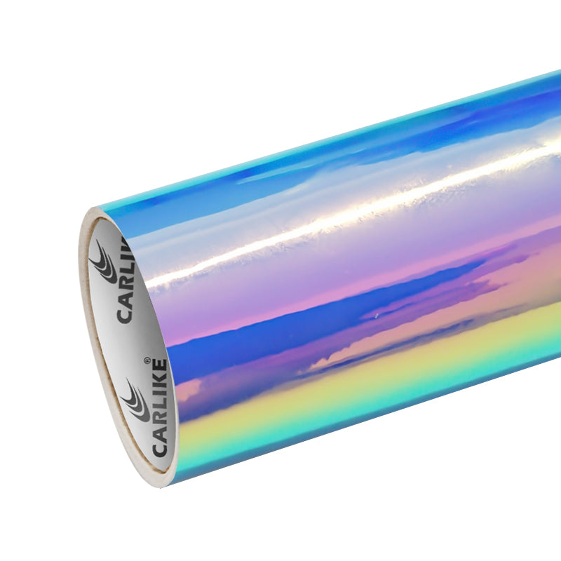CARLIKE CL-CR-05 Vinyle holographique chromé arc-en-ciel bleu saphir