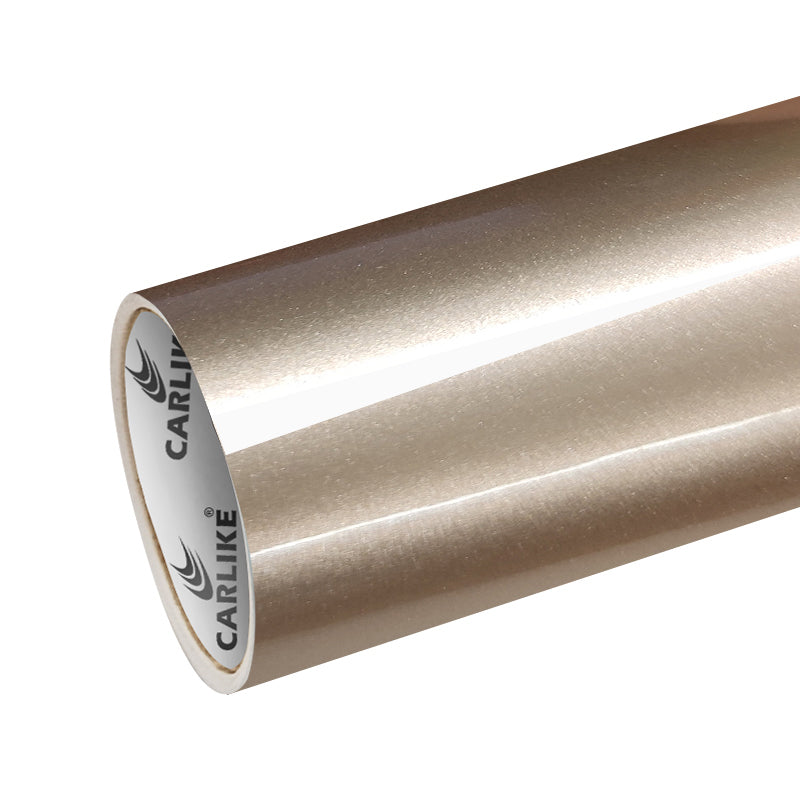 Electro Metallic Gloss Champagne Gold PET Vinyl For Car Wrapping