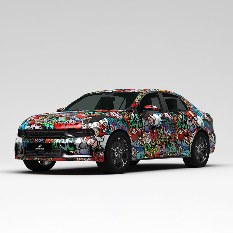 CARLIKE CL-TY003 Peinture d'explosion de dessin animé Impression de haute précision Emballage en vinyle de voiture personnalisé
