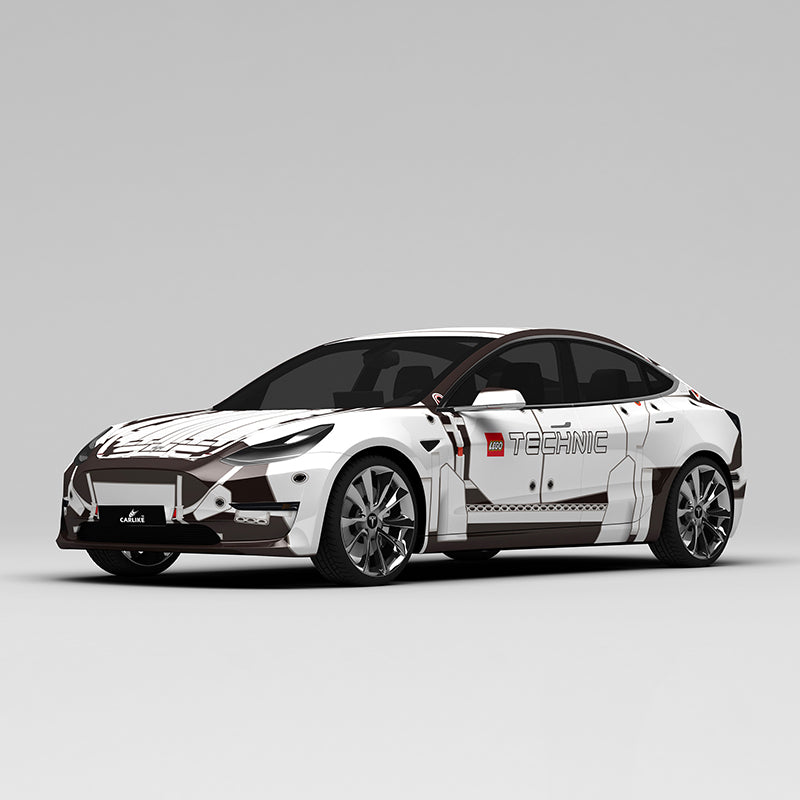 CARLIKE CL-WL003 motif blocs Lego blancs impression de haute précision emballage en vinyle de voiture personnalisé