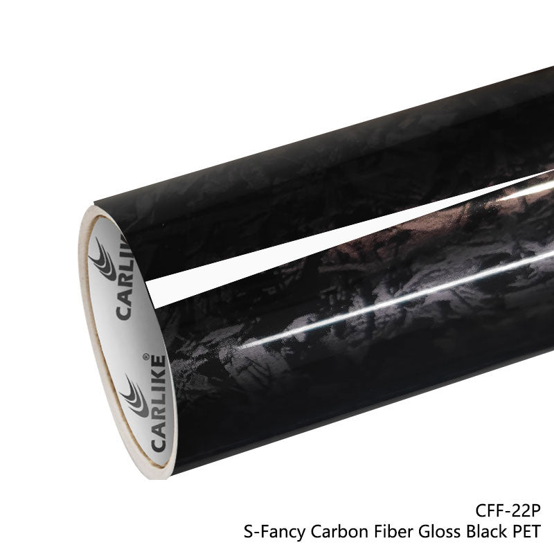 CARLIKE CL - CFF - 22P Small Texture S - Fancy Carbon Fiber Gloss Black Vinyl PET Liner - CARLIKE WRAP