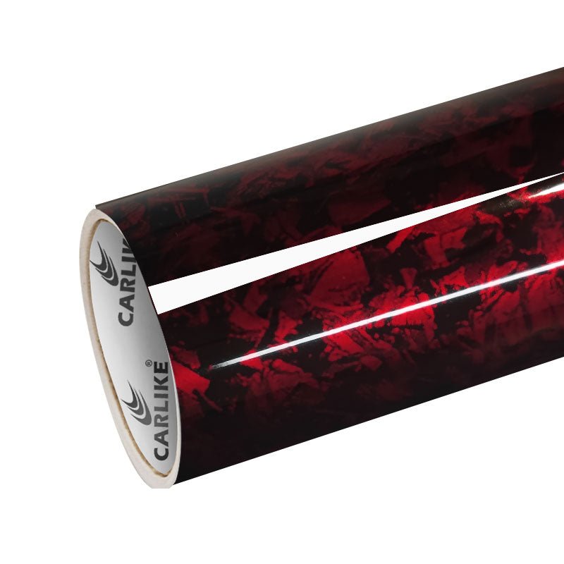 CARLIKE CL - CFF - 23P Small Texture S - Fancy Carbon Fiber Gloss Red Vinyl PET Liner - CARLIKE WRAP