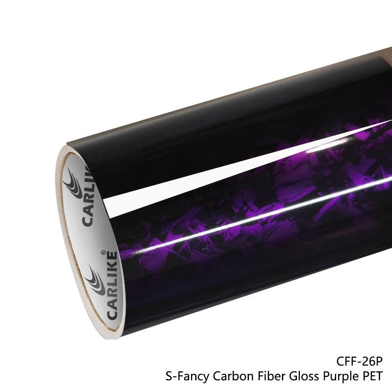 CARLIKE CL - CFF - 26P Small Texture S - Fancy Carbon Fiber Gloss Purple Vinyl PET Liner - CARLIKE WRAP