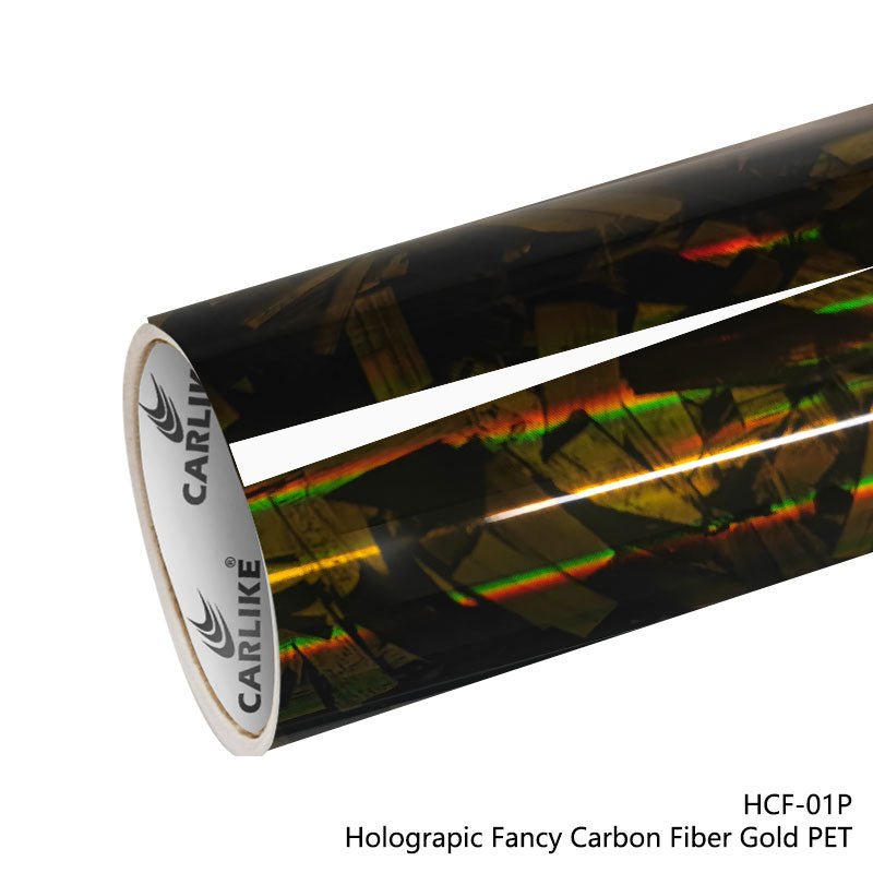CARLIKE CL - HCF - 01P Holograpic Fancy Carbon Fiber Gold Vinyl PET Liner - CARLIKE WRAP