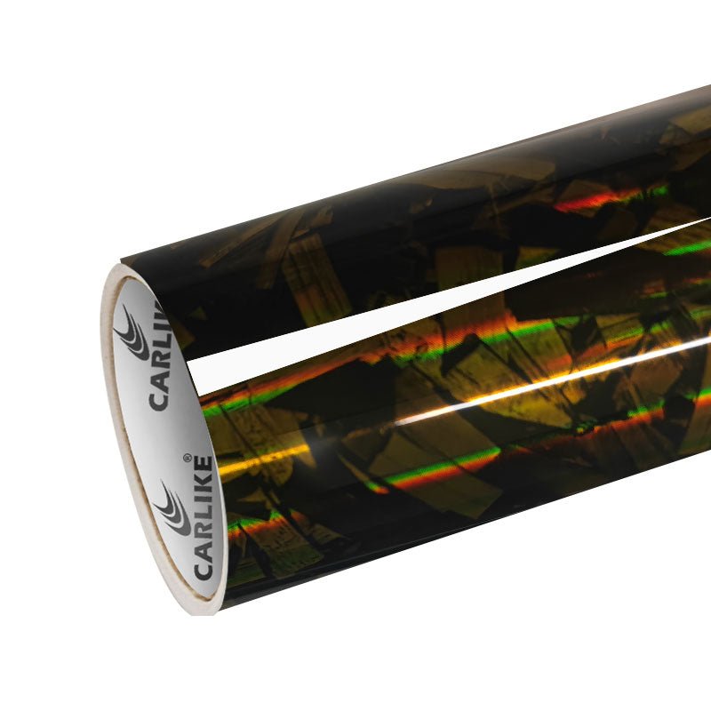 CARLIKE CL - HCF - 01P Holograpic Fancy Carbon Fiber Gold Vinyl PET Liner - CARLIKE WRAP