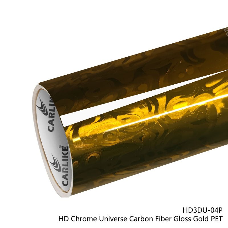 CARLIKE CL - HD3DU - 04P HD Chrome Universe Carbon Fiber Gloss Gold Vinyl PET Liner - CARLIKE WRAP