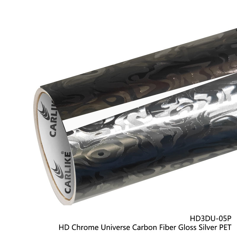 CARLIKE CL - HD3DU - 05P HD Chrome Universe Carbon Fiber Gloss Silver Vinyl PET Liner - CARLIKE WRAP