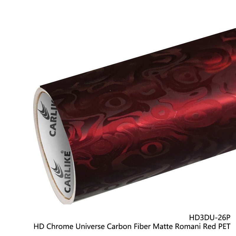 CARLIKE CL - HD3DU - 26P HD Chrome Universe Carbon Fiber Matte Romani Red Vinyl PET Liner - CARLIKE WRAP