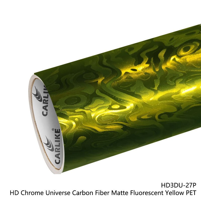 CARLIKE CL - HD3DU - 27P HD Chrome Universe Carbon Fiber Matte Fluorescent Yellow Vinyl PET Liner - CARLIKE WRAP