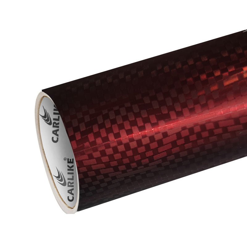 CARLIKE CL - HDHCF - 04P HD Chrome Honeycomb Carbon Fiber Romani Red Vinyl PET Liner - CARLIKE WRAP