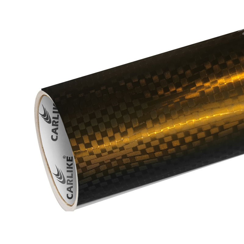 CARLIKE CL - HDHCF - 06P HD Chrome Honeycomb Carbon Fiber Dark Gold Vinyl PET Liner - CARLIKE WRAP