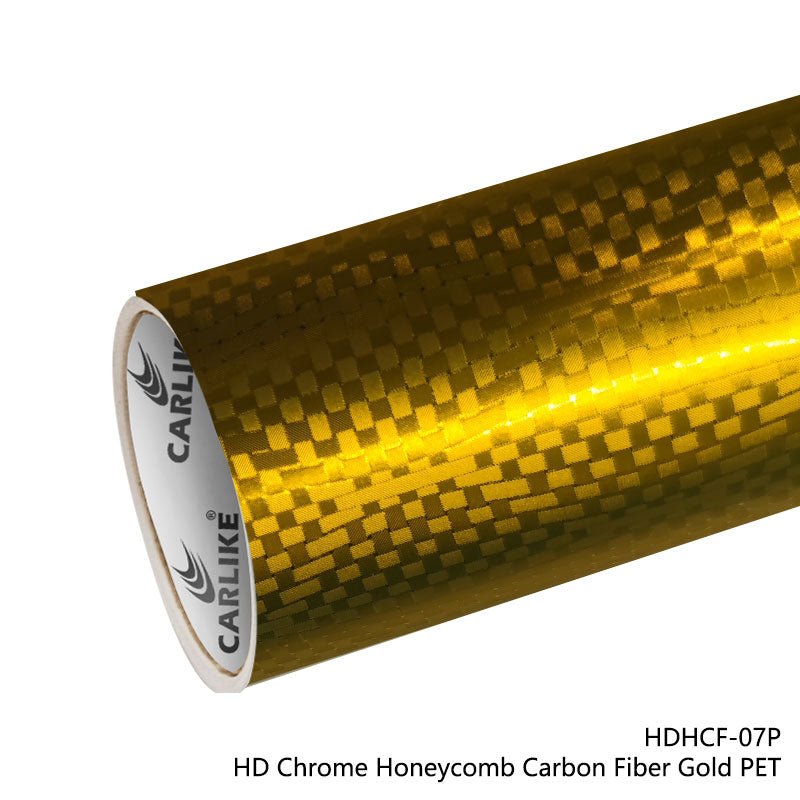 CARLIKE CL - HDHCF - 07P HD Chrome Honeycomb Carbon Fiber Gold Vinyl PET Liner - CARLIKE WRAP