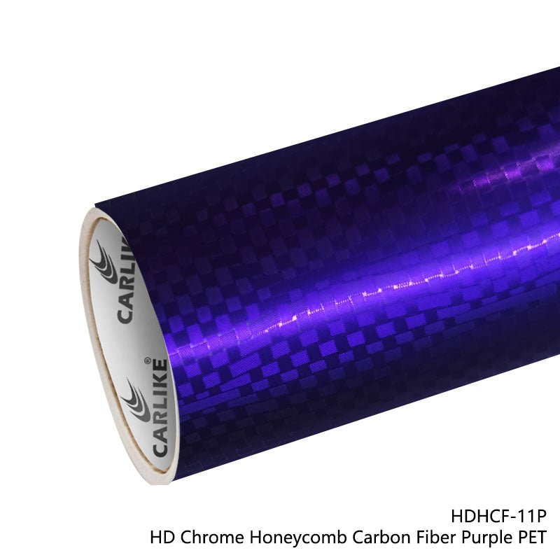 CARLIKE CL - HDHCF - 11P HD Chrome Honeycomb Carbon Fiber Purple Vinyl PET Liner - CARLIKE WRAP