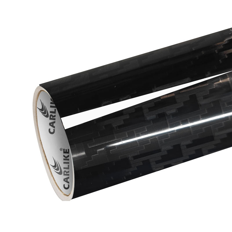 CARLIKE CL - HDJX - 02P HD Chrome Mechanical Carbon Fiber High Gloss Black Vinyl PET Liner - CARLIKE WRAP