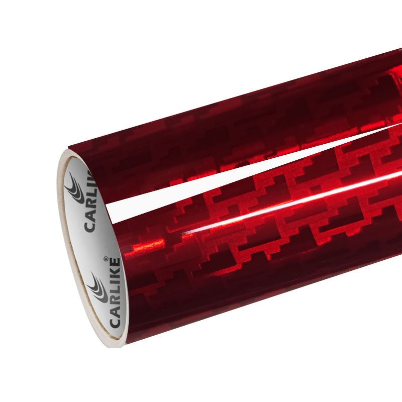 CARLIKE CL - HDJX - 03P HD Chrome Mechanical Carbon Fiber Red Vinyl PET Liner - CARLIKE WRAP